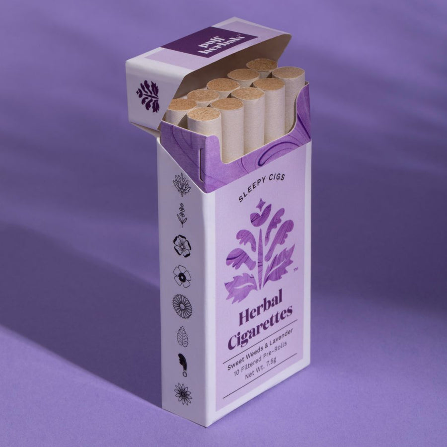 Puff Herbals Sleepy Cigs Tobacco-Free Filtered Lavender Herbal Cigarettes Herbal Smokes