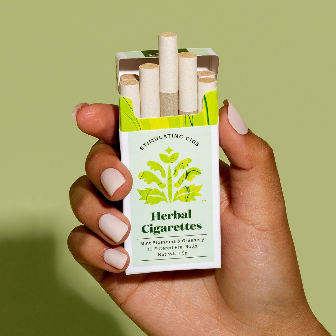 Puff Herbals Stimulating Cigs Tobacco-Free Filtered Herbal Cigarettes Peppermint Menthol Herbal Smokes