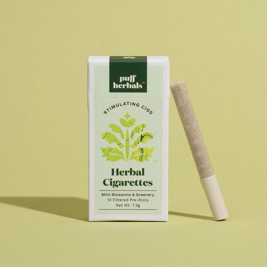 Puff Herbals Stimulating Cigs Tobacco-Free Filtered Herbal Cigarettes Peppermint Menthol Herbal Smokes