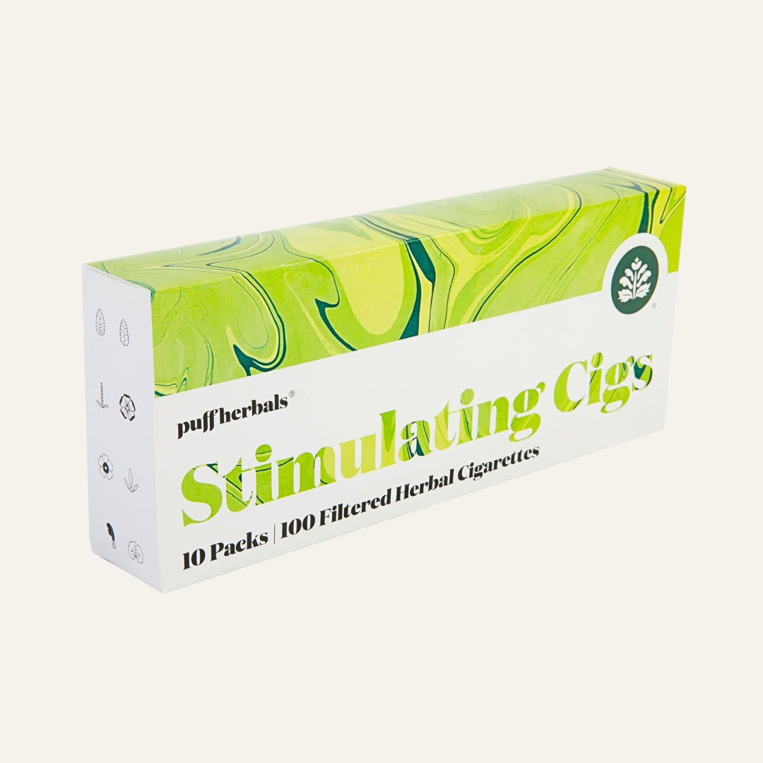 Stimulating Cigs Carton Of Tobacco-Free Mint Herbal Cigarettes | Puff Herbals