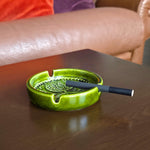 tulip folk ceramic green ashtray