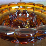 Close-up of a glass ashtray with a textured surface