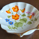 vintage floral shell ashtray