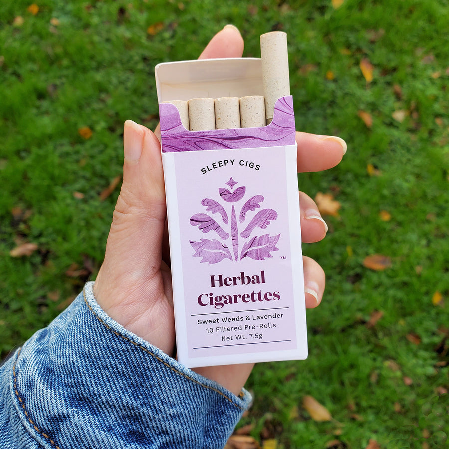 Puff Herbals Sleepy Cigs Tobacco-Free Filtered Lavender Herbal Cigarettes Herbal Smokes