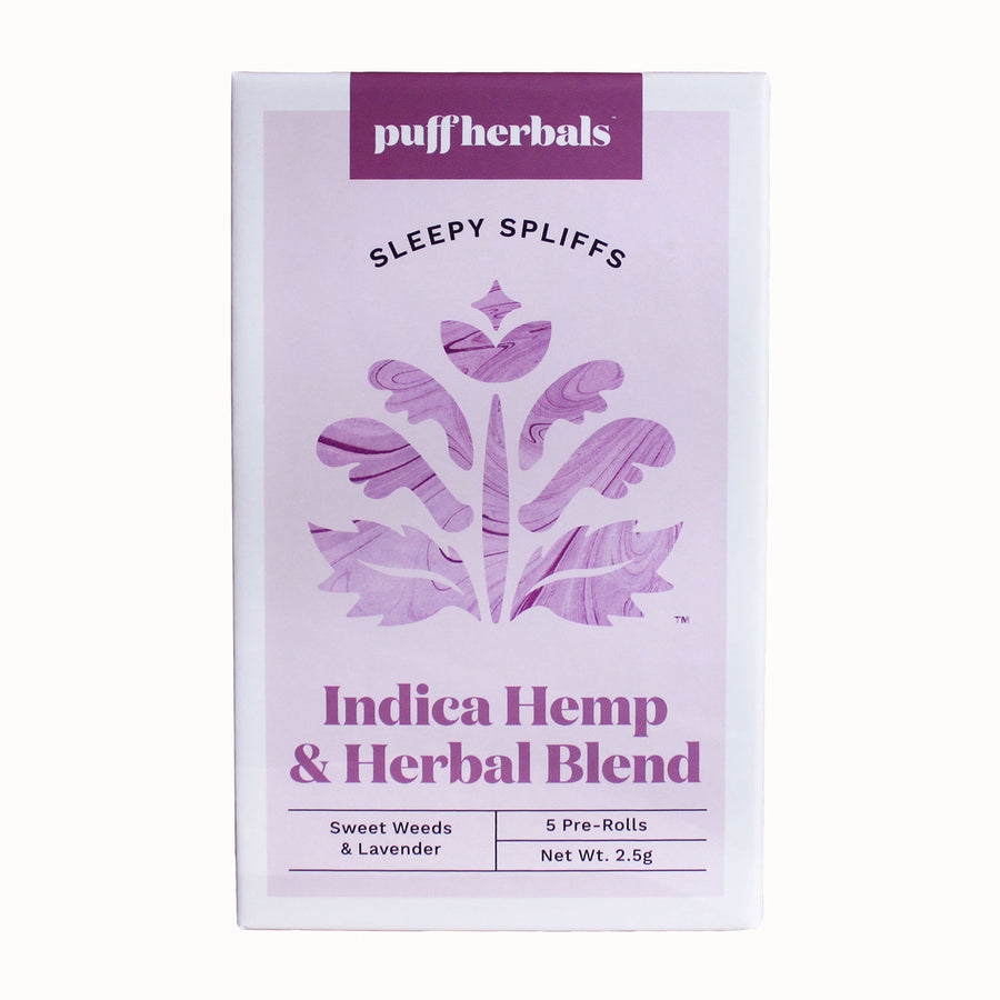 Puff Herbals Sleepy Spliffs Indica CBD hemp and herbal spliffs pre-rolls for sleep with mugwort and lavender